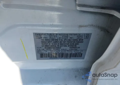 2021 Nissan Sentra Sv Xtronic Cvt z USA, uszkodzony, nr VIN 3N1AB8CV4MY308632